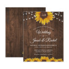 Rustic Sunflower String Lights Wedding Invitation