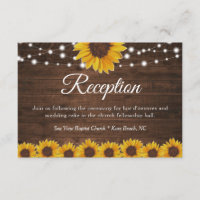 Rustic Sunflower String Lights Wedding Reception