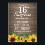Rustic Sunflower Surprise 16th Birthday Invitation<br><div class="desc">Rustic Sunflower Surprise 16th Birthday Invitation. Floral Flowers and Rustic Wood Background. Country Vintage Retro. Kids Girl Birthday. 12th 13th 15th 16th 18th 20th 21st 30th 40th 50th 60th 70th 80th 90th 100th, any ages. Printable Digital. For further customization, please click the "Customize it" button and use our design tool...</div>