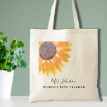 Rustic Sunflower Teacher's Tote Bag<br><div class="desc">This rustic floral Teacher's Tote Bag is decorated with a watercolor sunflower in shades of yellow. Easily customizable. To edit further use the Design Tool to change the font, font size, or colour. Because we create our artwork you won't find this exact image from other designers. Original Watercolor © Michele...</div>