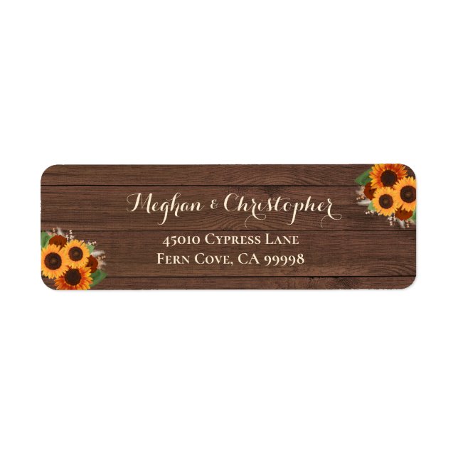 Rustic Sunflower Terracotta Mariage Adresse de ret (Devant)