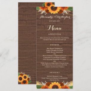 Rustic Sunflower Terracotta Roses Boho Wedding Menu