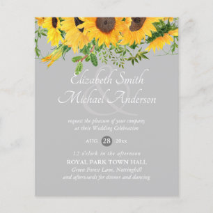 Rustic Sunflower Themed Wedding Stationery Budget