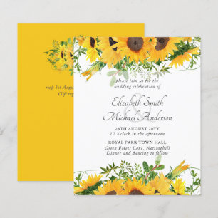 Rustic Sunflower Themed Wedding Stationery Budget