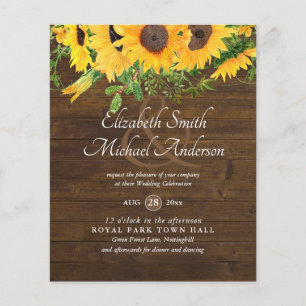 Rustic Sunflower Themed Wedding Stationery Budget