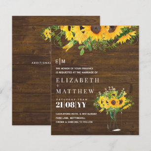 Rustic Sunflower Themed Wedding Stationery Budget