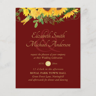 Rustic Sunflower Themed Wedding Stationery Budget