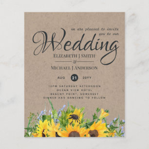 Rustic Sunflower Themed Wedding Stationery Budget