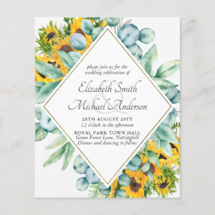 Rustic Sunflower Themed Wedding Stationery Budget