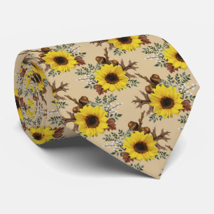 rustic sunflower tiled pattern  tie