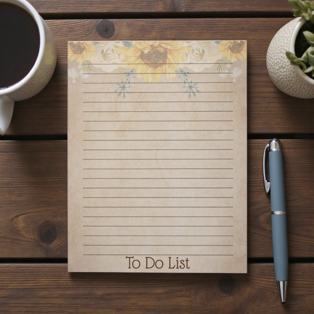 Rustic Sunflower To Do List Notepad (Creator Uploaded)