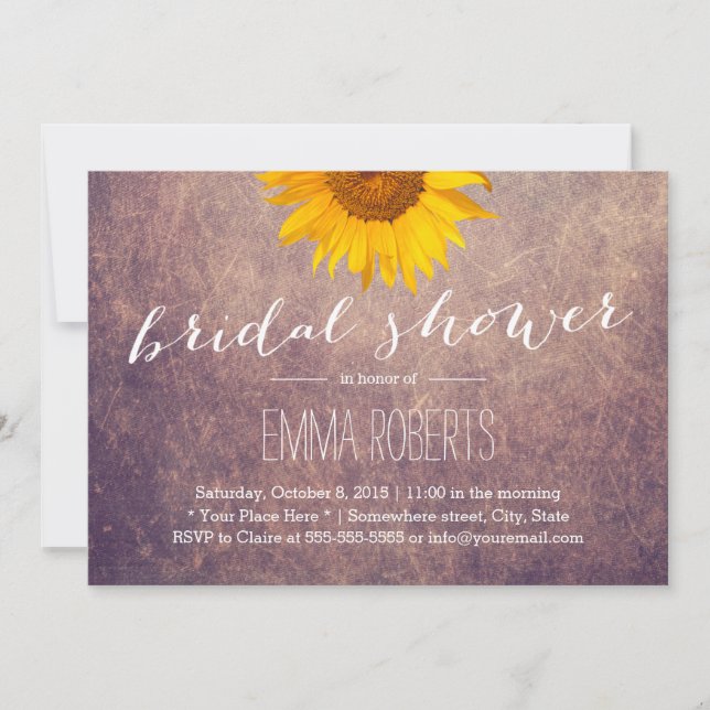 Rustic Sunflower Vintage Bridal Shower Invitation (Front)