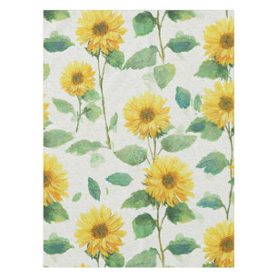 Rustic Sunflower Watercolor Floral Farmhouse Tablecloth