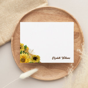 Rustic Sunflower Watercolor Script Typography Card