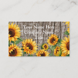 Rustic Sunflower & Weathered Grey Barnboard Business Card