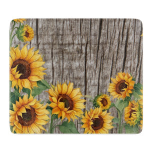 Rustic Sunflower & Weathered Grey Barnboard Cutting Board