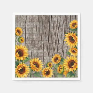 Rustic Sunflower & Weathered Grey Barnboard Napkin