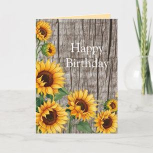 Rustic Sunflower & Weathered Grey Barnboard Thank You Card