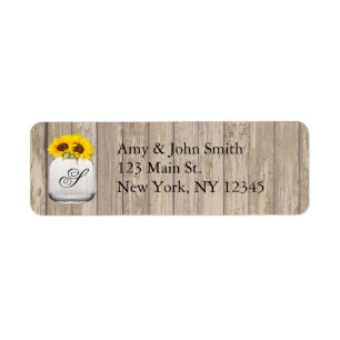 Rustic sunflower wedding address labels sunflwr6