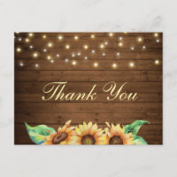 Rustic Sunflower Wedding Bridal Shower Thank You