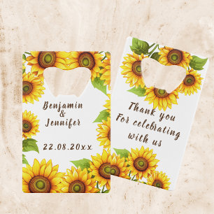 Rustic  Sunflower wedding Credit Card Bottle Opener