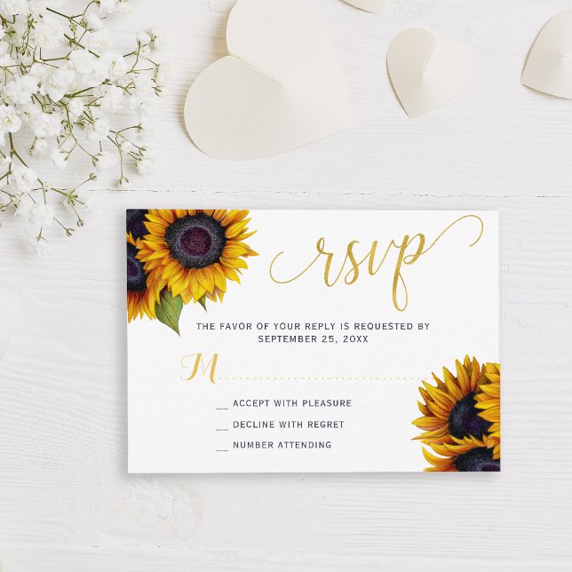 Rustic sunflower wedding elegant RSVP Enclosure Ca (Creator Uploaded)