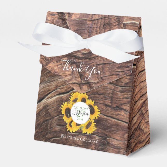 Rustic Sunflower Wedding  Favor Box (Front Side)