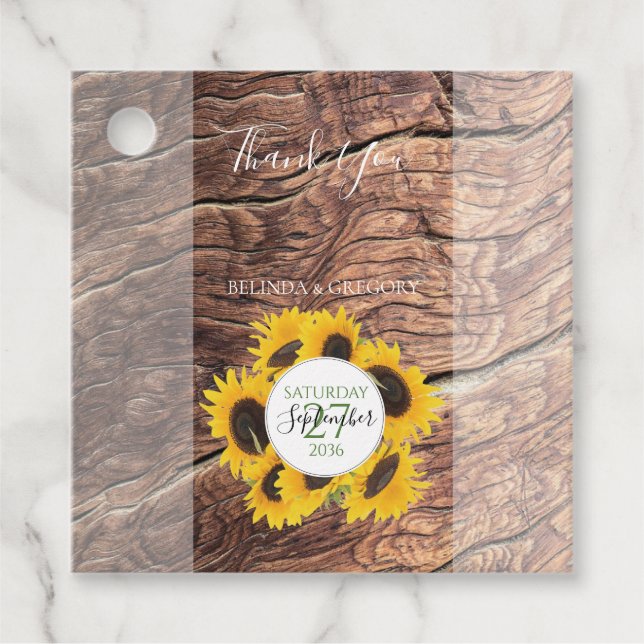Rustic Sunflower Wedding Gift Favour Tags (Front)