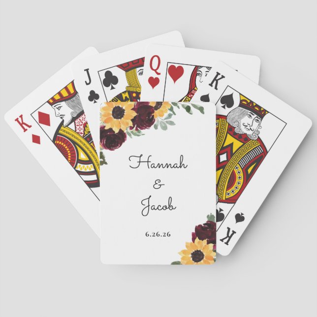 Rustic Sunflower Wedding Guest Favour Playing Cards (Back)