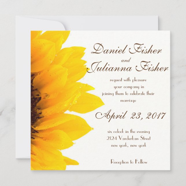 Rustic Sunflower Wedding Invitation (Front)