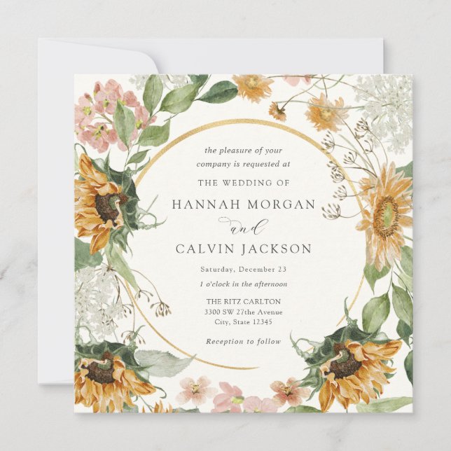 Rustic Sunflower Wedding Invitation (Front)