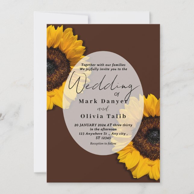 Rustic Sunflower Wedding Invitation (Front)