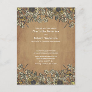 Rustic Sunflower Wedding Invitation with RSVP Postcard