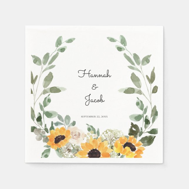Rustic Sunflower Wedding Napkins (Front)