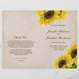 Rustic Sunflower Wedding Programs