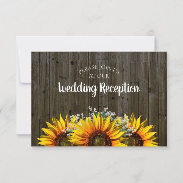 Rustic Sunflower Wedding Reception Invitation (Front)