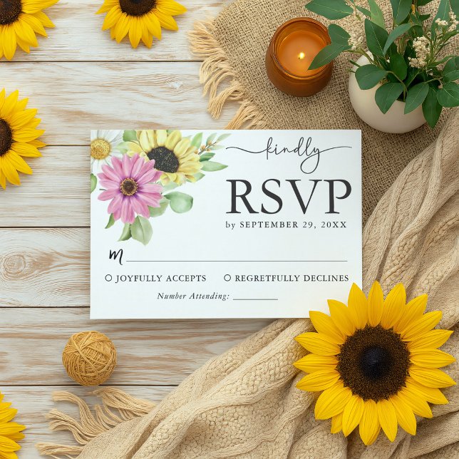 Rustic Sunflower Wedding RSVP Card (Creator Uploaded)