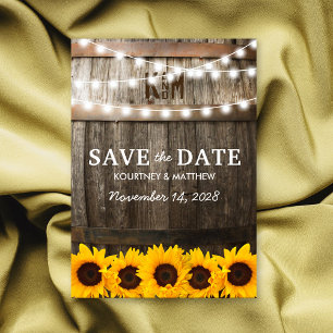 Rustic Sunflower Wedding Save the Date Announcement Postcard