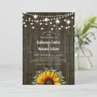 Rustic Sunflower Wedding Save the Date Invitation