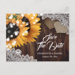 Rustic Sunflower Wedding Save The Date Postcard