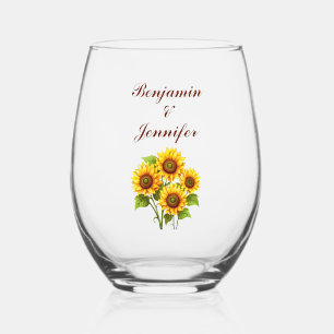 Rustic Sunflower Wedding Stemless Wine Glass