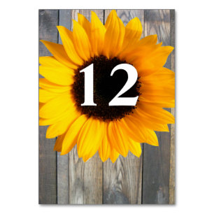 Rustic Sunflower Wedding Table Number