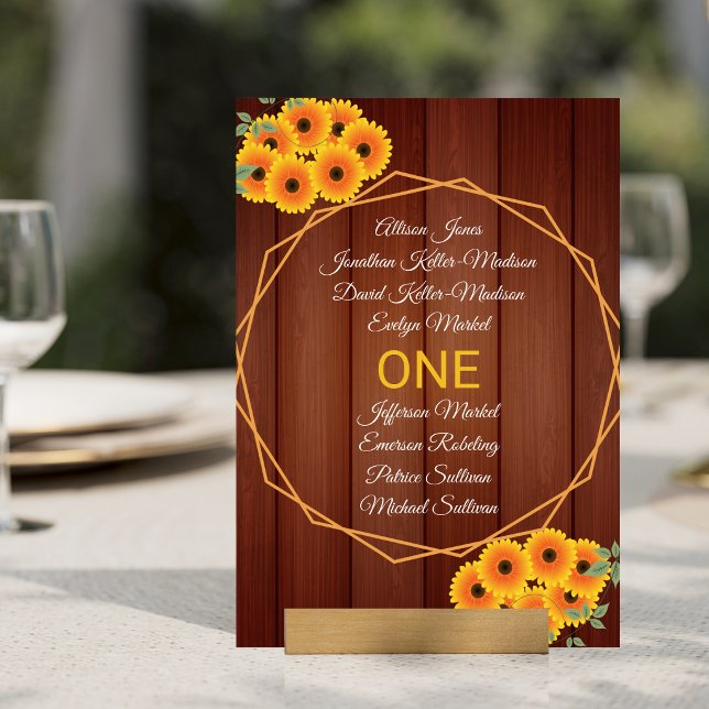 Rustic Sunflower Wedding Table Number (Creator Uploaded)