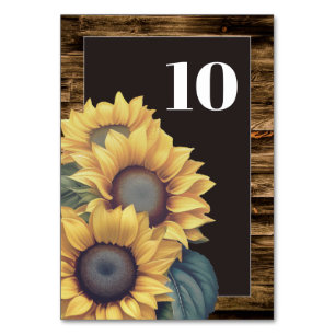 Rustic Sunflower Wedding Table Number