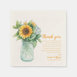 Rustic Sunflower Wedding Thank you Message Napkin