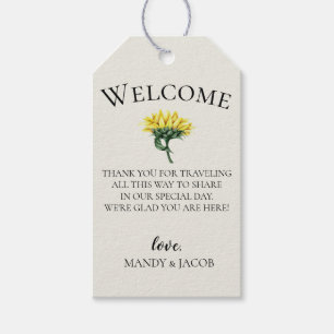 Rustic Sunflower Wedding Welcome Bag Gift Tags