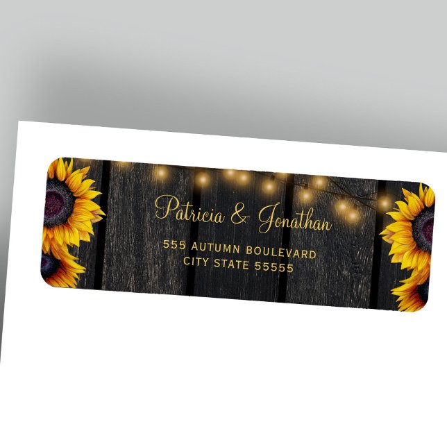 Rustic sunflower wedding wood return address  (Creator Uploaded)