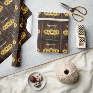 Rustic Sunflower Wedding Wrapping Paper
