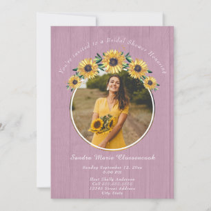 Rustic Sunflower  White Wood Wedding Bridal Shower Invitation