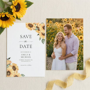 Rustic Sunflower With Photo Elegant Wedding Save The Date